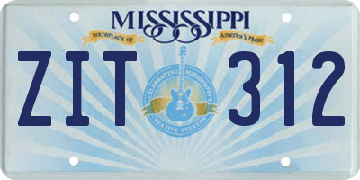 MS license plate ZIT312