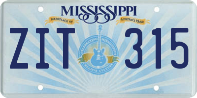MS license plate ZIT315