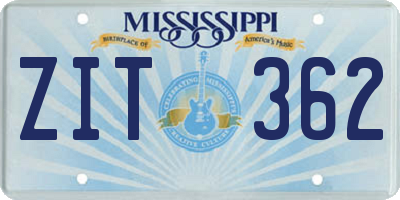 MS license plate ZIT362
