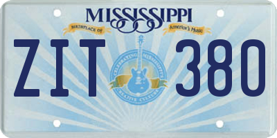 MS license plate ZIT380