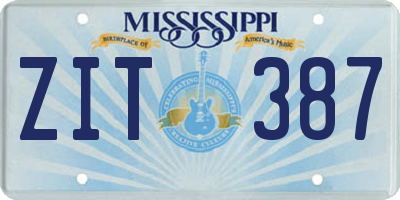 MS license plate ZIT387