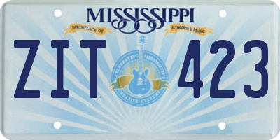 MS license plate ZIT423