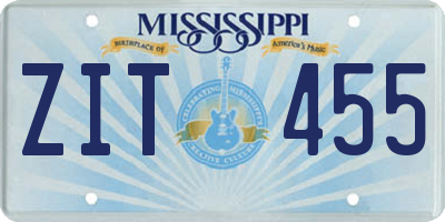 MS license plate ZIT455