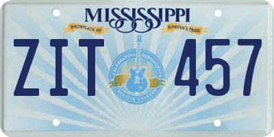 MS license plate ZIT457