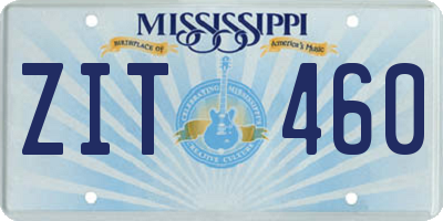 MS license plate ZIT460