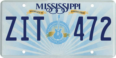 MS license plate ZIT472