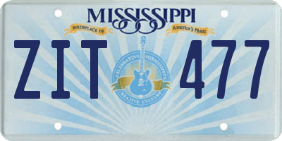 MS license plate ZIT477