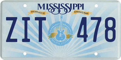 MS license plate ZIT478