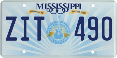 MS license plate ZIT490