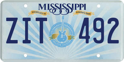 MS license plate ZIT492