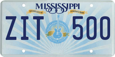MS license plate ZIT500