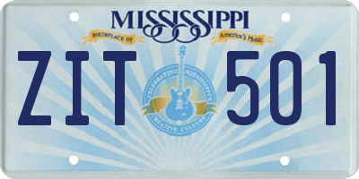 MS license plate ZIT501