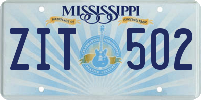 MS license plate ZIT502