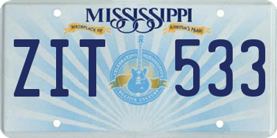 MS license plate ZIT533