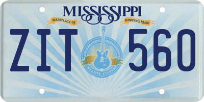 MS license plate ZIT560