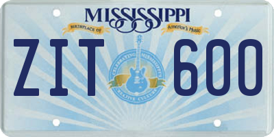 MS license plate ZIT600