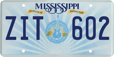MS license plate ZIT602