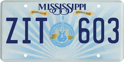 MS license plate ZIT603