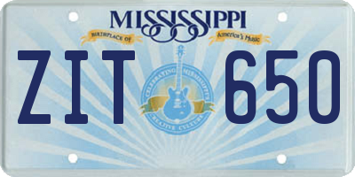 MS license plate ZIT650