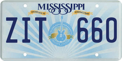 MS license plate ZIT660