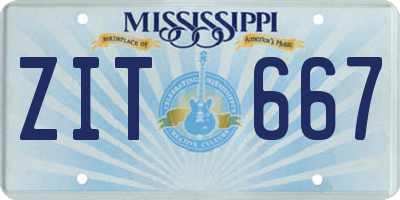 MS license plate ZIT667