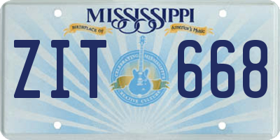MS license plate ZIT668