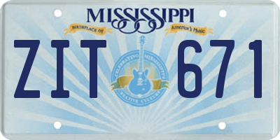 MS license plate ZIT671