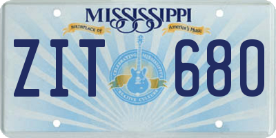 MS license plate ZIT680