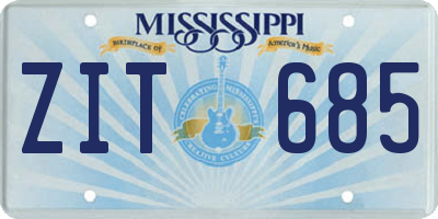 MS license plate ZIT685