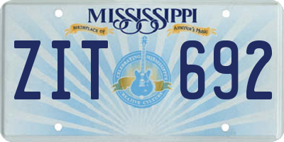 MS license plate ZIT692
