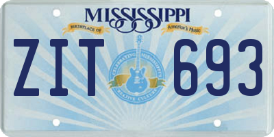 MS license plate ZIT693