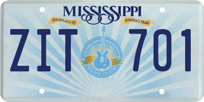 MS license plate ZIT701