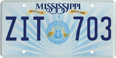 MS license plate ZIT703