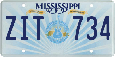MS license plate ZIT734