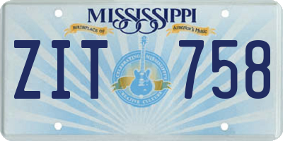 MS license plate ZIT758