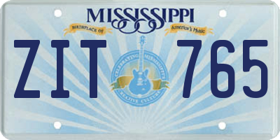 MS license plate ZIT765