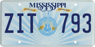 MS license plate ZIT793