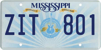 MS license plate ZIT801
