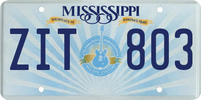 MS license plate ZIT803