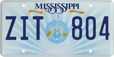 MS license plate ZIT804