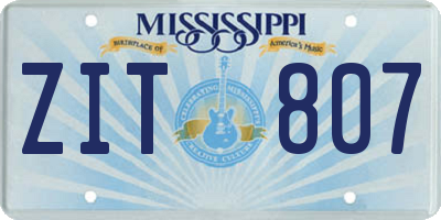 MS license plate ZIT807