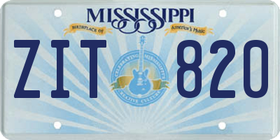 MS license plate ZIT820