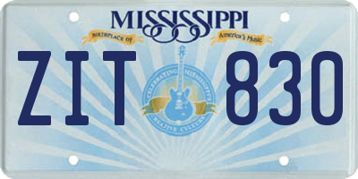 MS license plate ZIT830