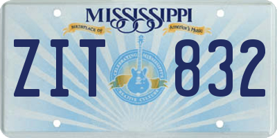 MS license plate ZIT832