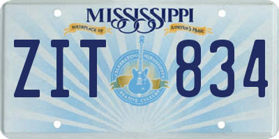 MS license plate ZIT834