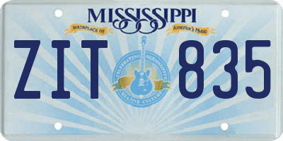MS license plate ZIT835