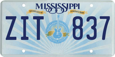 MS license plate ZIT837