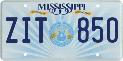 MS license plate ZIT850