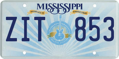 MS license plate ZIT853