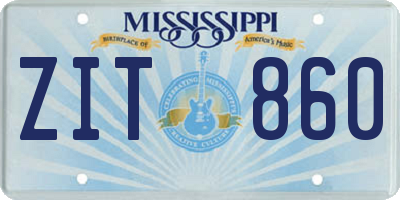 MS license plate ZIT860